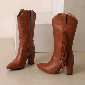 Country Boots med Fransar och Broderi