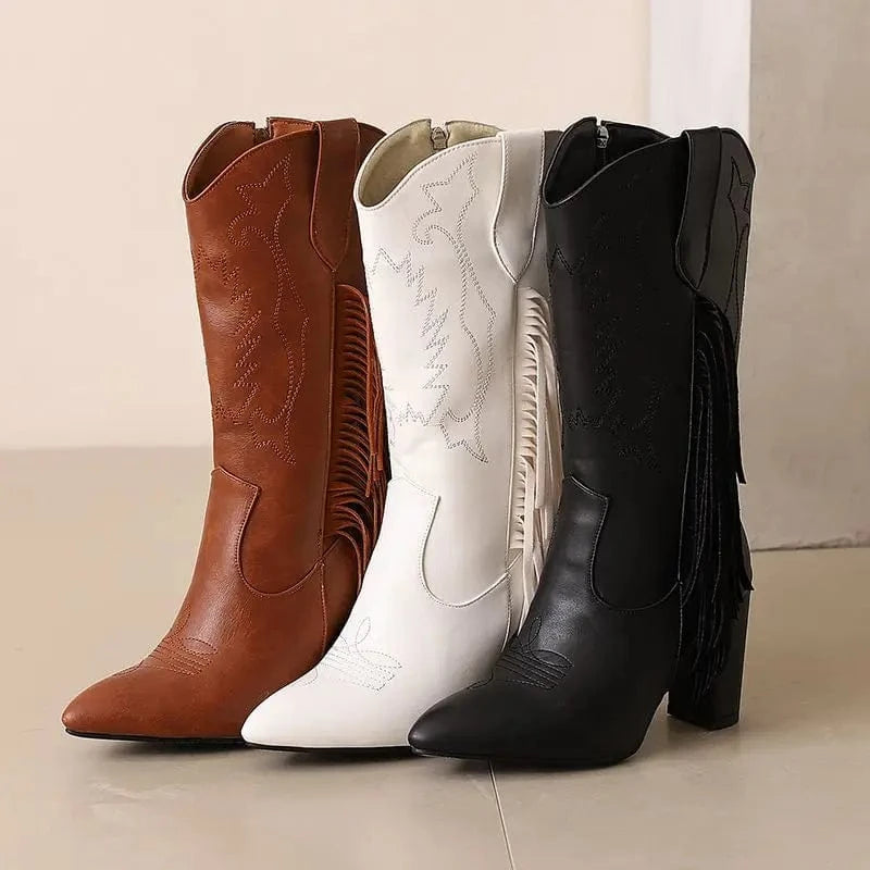 Country Boots med Fransar och Broderi