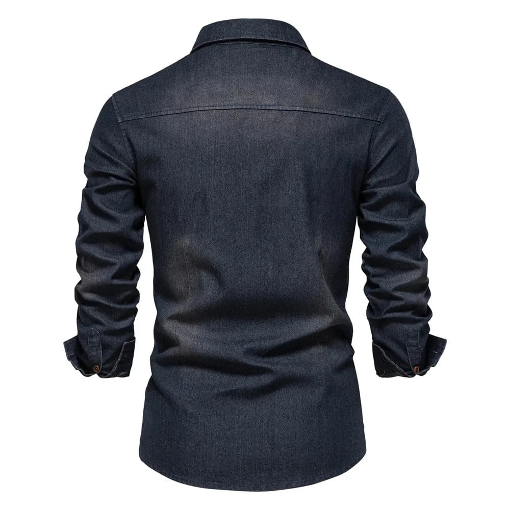 Cowboy denim skjorta herr