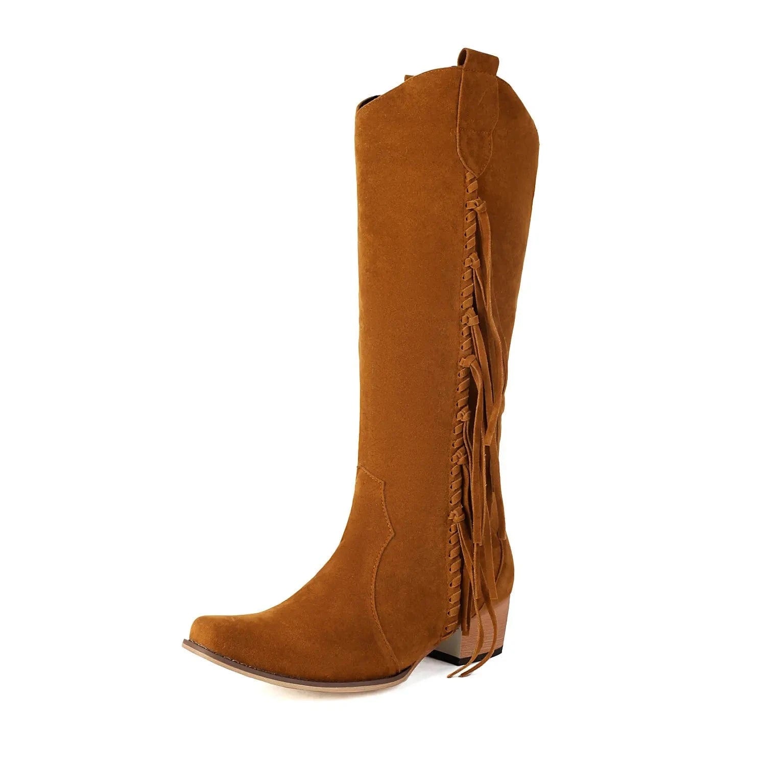 Moderna Cowgirl Boots i Mocka med Fransar Brun / 35