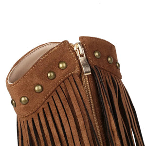 Cowboy sandaler med fransar i mockalook och nitar
