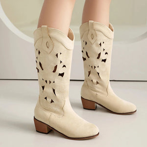 Cowgirl Boots i Mocka med Utskärningar