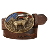 Cowboybälte amerikanskt älgspänne Mörkbrun guld / 120cm