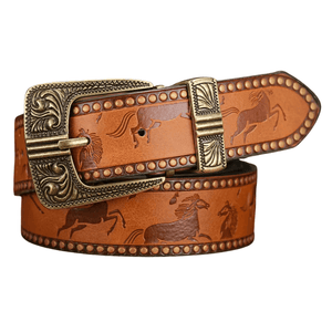 Cowboybälte Antik Mässingsspänne Ljusbrun / 120cm