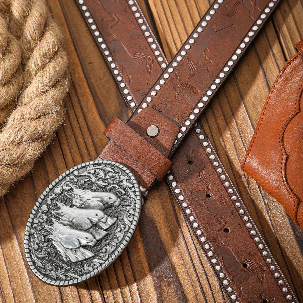 Cowboybälte hästhuvudspänne