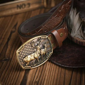 Cowboybälte läder hjortspänne