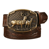Cowboybälte läder hjortspänne Mörkbrun / 120cm