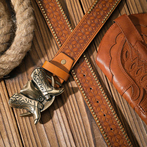 Cowboybälte med boots och hattspänne Orange / 120cm