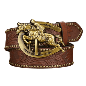 Cowboybälte med häst och hästsko­spänne Brun guld / 120cm