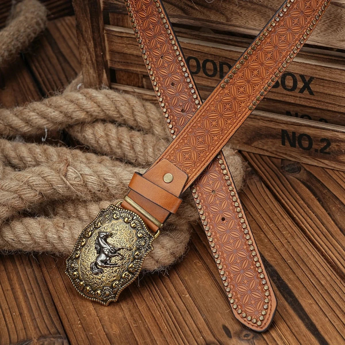 Cowboybälte med hästmotiv