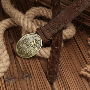Cowboybälte med hjortspänne i mässingsfärg