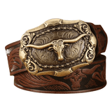Cowboybälte med Longhorn-emblem Mörkbrun guld / 120cm