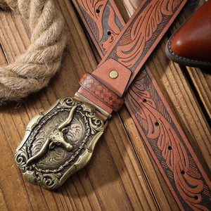 Cowboybälte med Longhorn-emblem