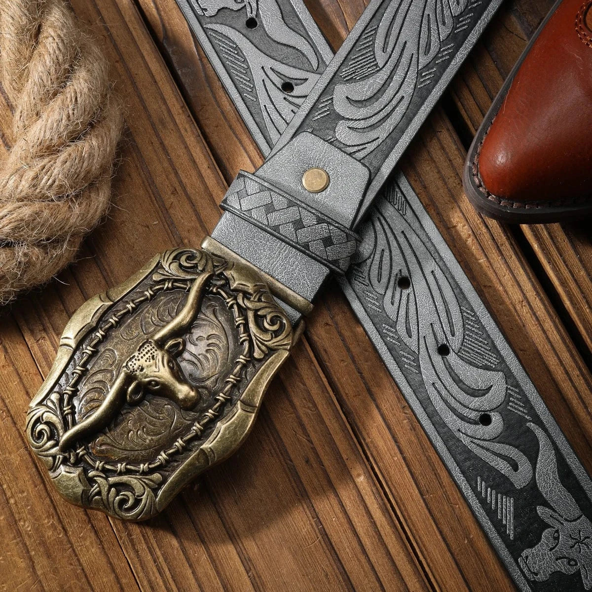 Cowboybälte med Longhorn-emblem