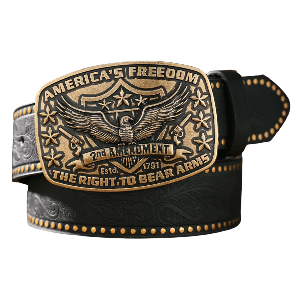 Cowboybälte med örnmotiv "America’s Freedom" Svart guld / 120cm