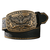 Cowboybälte med örnmotiv "America’s Freedom" Svart guld / 120cm