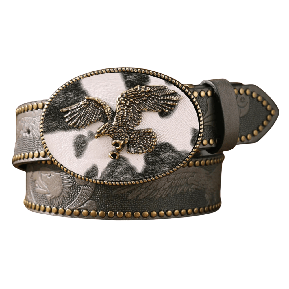 Cowboybälte med örnmotiv Grå Guld / 120cm