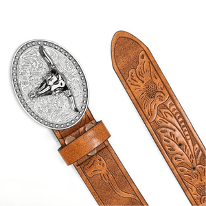Cowboybälte med ovalt silver­spänne