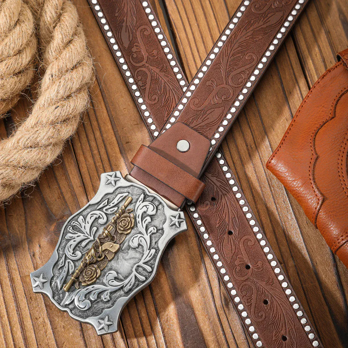 Cowboybälte med pistolmotiv
