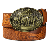 Cowboybälte med präglat westernspänne Guld ljusbrun / 120cm