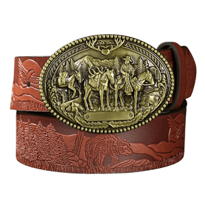 Cowboybälte med präglat westernspänne Guld brun / 120cm