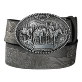 Cowboybälte med präglat westernspänne Silver grå / 120cm