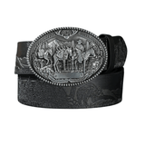 Cowboybälte med präglat westernspänne Silver svart / 120cm