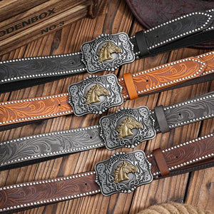 Cowboybälte präglat hästhuvud