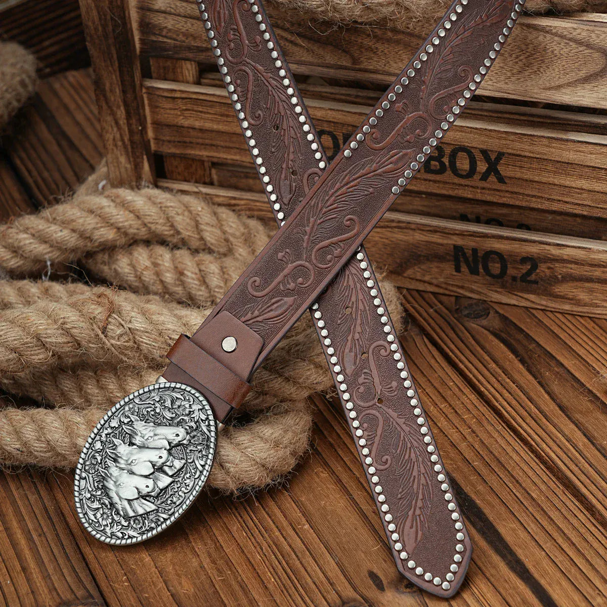 Cowboybälte silverfärgat hästspänne