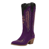 Cowboyboots i mjuk mockalook med snidad västerndetalj Lila / 36