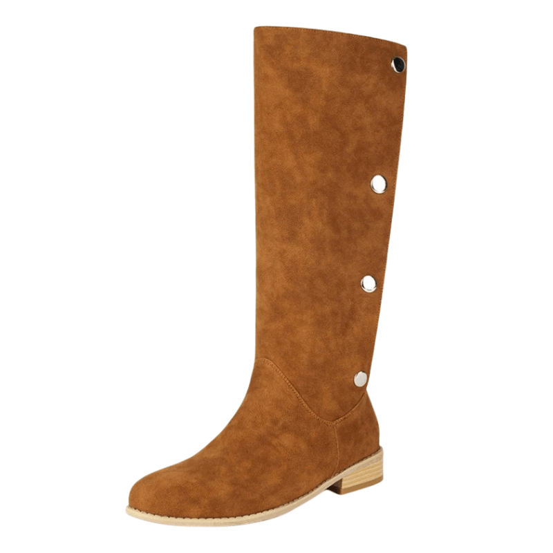 Cowboyboots i mockalook med knappar och bred skaftöppning Brun / 35