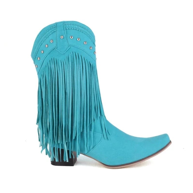 Cowboyboots med fransar i mockalook