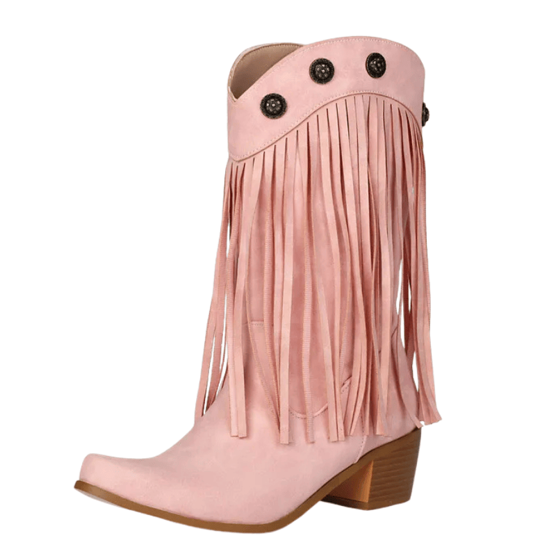 Cowboyboots med fransar och nitar i västernstil Rosa / 35