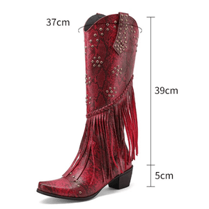 Cowboyboots med Fransar och Präglad Läderlook