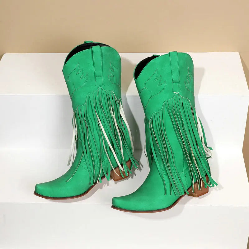 Cowboyboots med fransar och retrolook