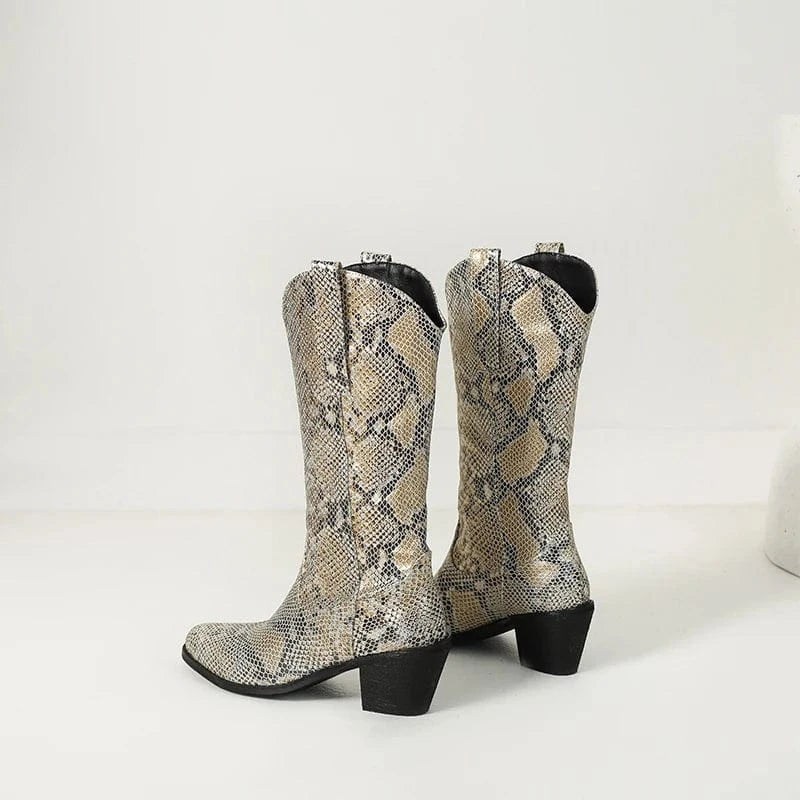Cowboyboots med Ormskinnsmönster för Dam