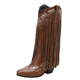 Cowboyboots med tofsar i mjukt läder och broderade detaljer Brun / 35