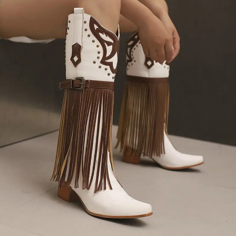 Cowboyboots med tofsar och broderad retrodesign