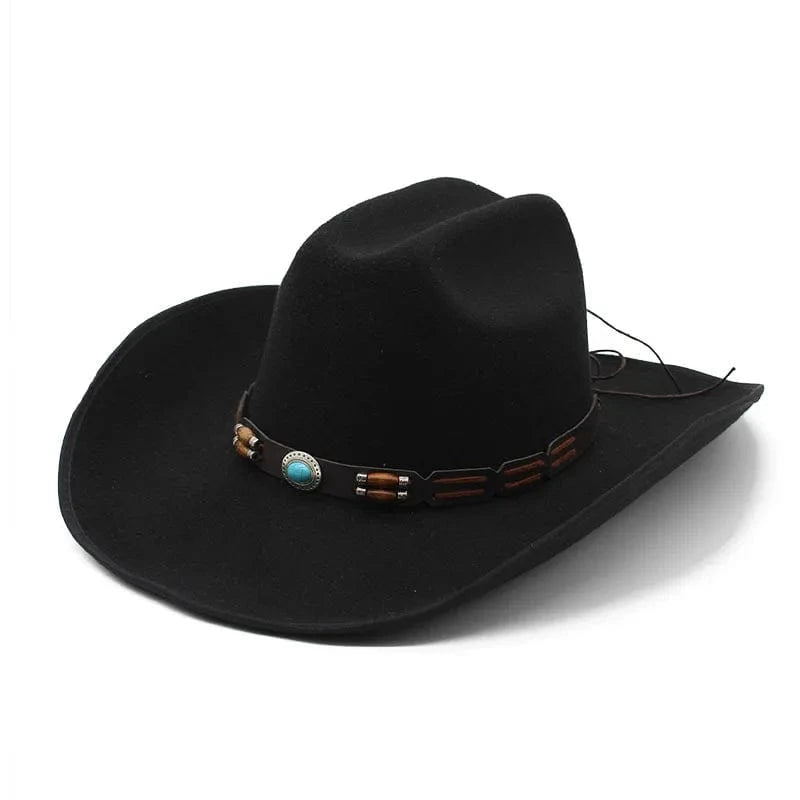 Cowboyhatt Bred Brätte Svart / 57-59cm