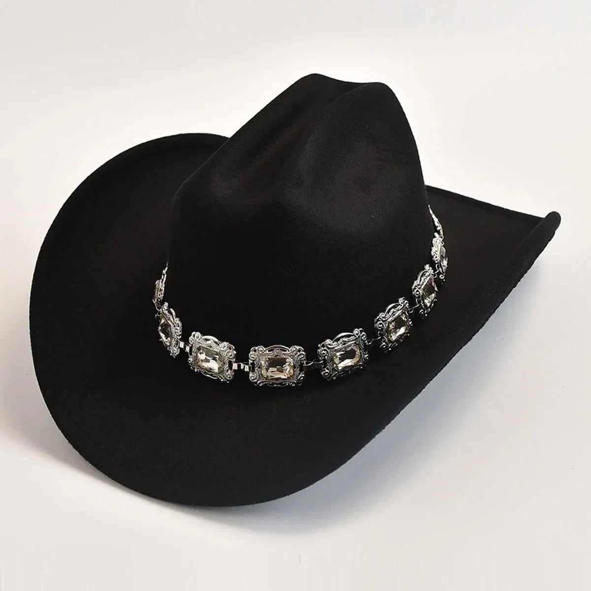 Cowboyhatt dam med dekorativt bälte i silver Svart / 57-59cm