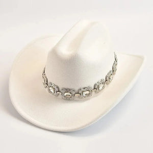 Cowboyhatt dam med dekorativt bälte i silver Vit / 57-59cm