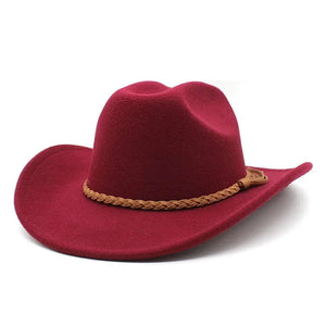 Cowboyhatt Flätad Rem Vinröd / 57-58cm