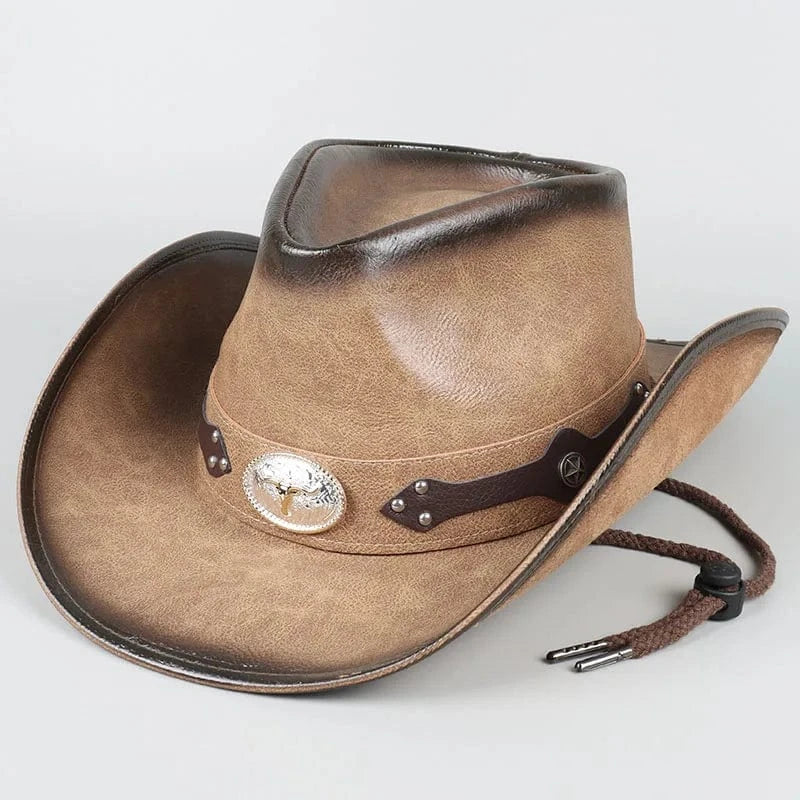 Cowboyhatt Herr Läder Modell6 / Ungefär 56-59cm
