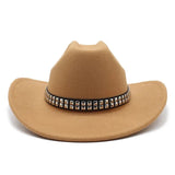 Cowboyhatt i filt med elegant nitbälte Kamel / 56-58cm