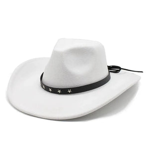 Cowboyhatt i filt med stjärnband Vit / 57-58cm
