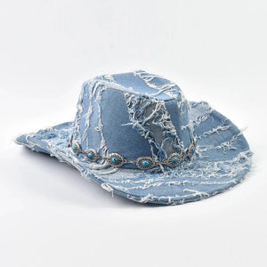 Cowboyhatt i jeans Himmelblå / Kan justeras