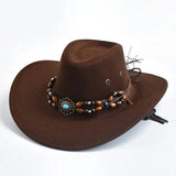 Cowboyhatt i konstmocka med pärlor Brun / 56-58cm