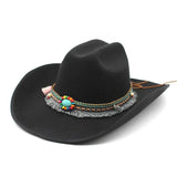 Cowboyhatt i mjuk filt med turkos pärldetalj Svart / 57-59cm