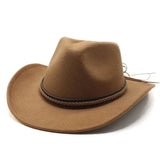 Cowboyhatt med läderfläta Ljusbrun / 56-58cm