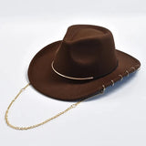 Cowboyhatt med Metallkedja Brun / One Size